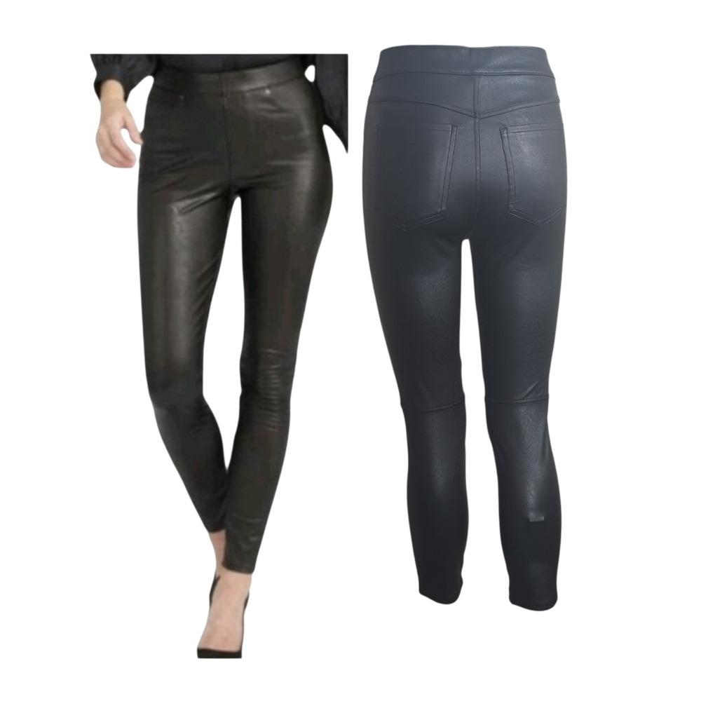Spanx Vegan Leather‎ Like Ankle Skinny Pants Size XL Luxe Black Business Party
